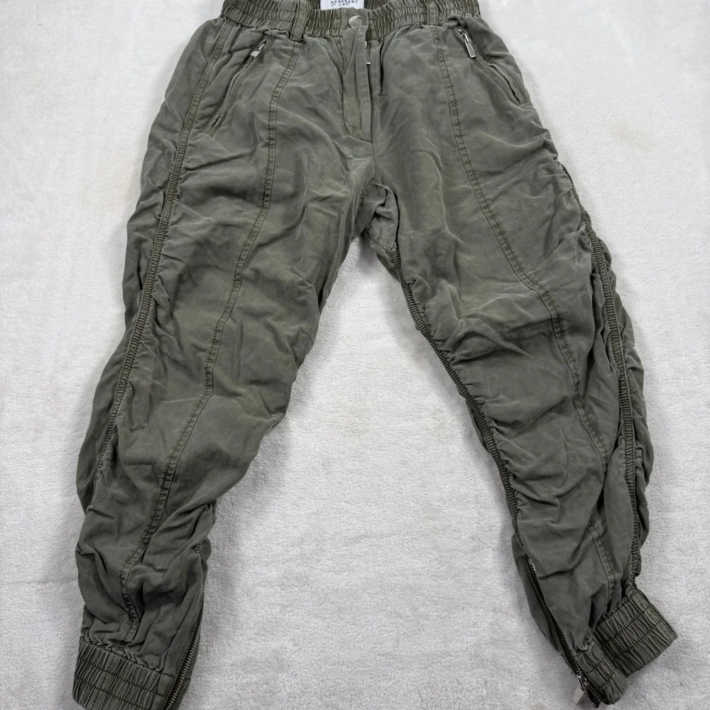 Derek Lam 10 Crosby Olive Green Linen Blend Ruched Jogger Pants Size 2 TR021280L